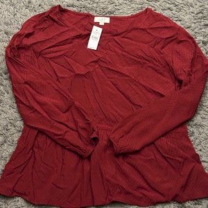 NWT Red Loft Peplum Top
